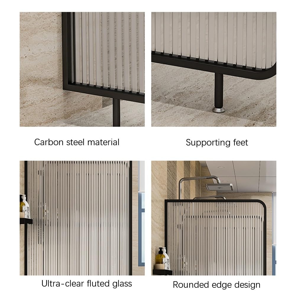 Mampara De Ducha Acanalada Para Baño Con Ducha, Elegante Divisor De Ducha Con Puerta De Cristal De Un Solo Panel, Ideal Para Oficina Y Sala De Estar, Fácil De Limpiar.(Gold,50X180CM/19.6X70.8")