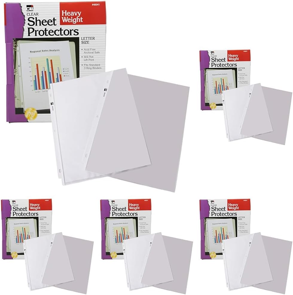 Charles Leonard Sheet Protectors, Top Loading with Binder Holes, 3.3 Mils Heavy Weight, Letter Size, Clear, 100-Pack (48341)