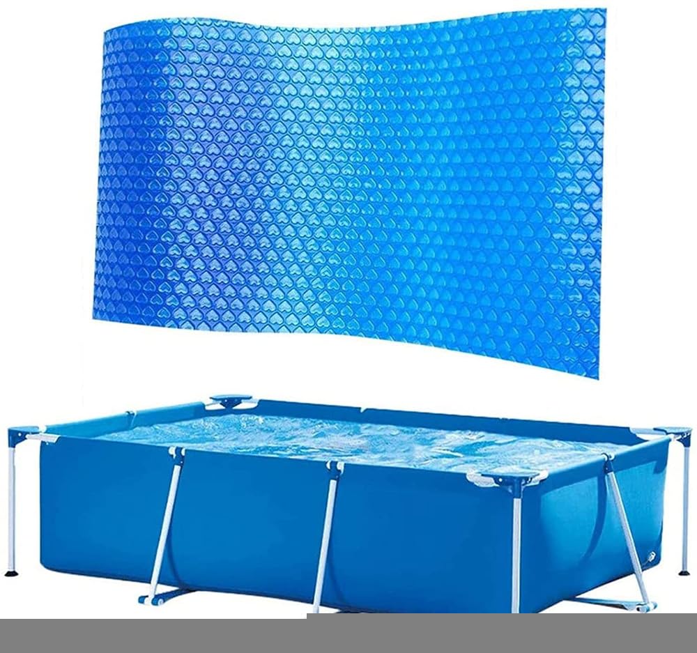 Solar Pool Cover, 8.5x5.2FT Rectangle Swimming Pool Solar Cover, Lazy Spa Hot Tub Thermal Cover, Easy Set Bubble Heat Insulation Film, Dust Rainproof Pool Protector Blanket For Family Pool Frame Pool