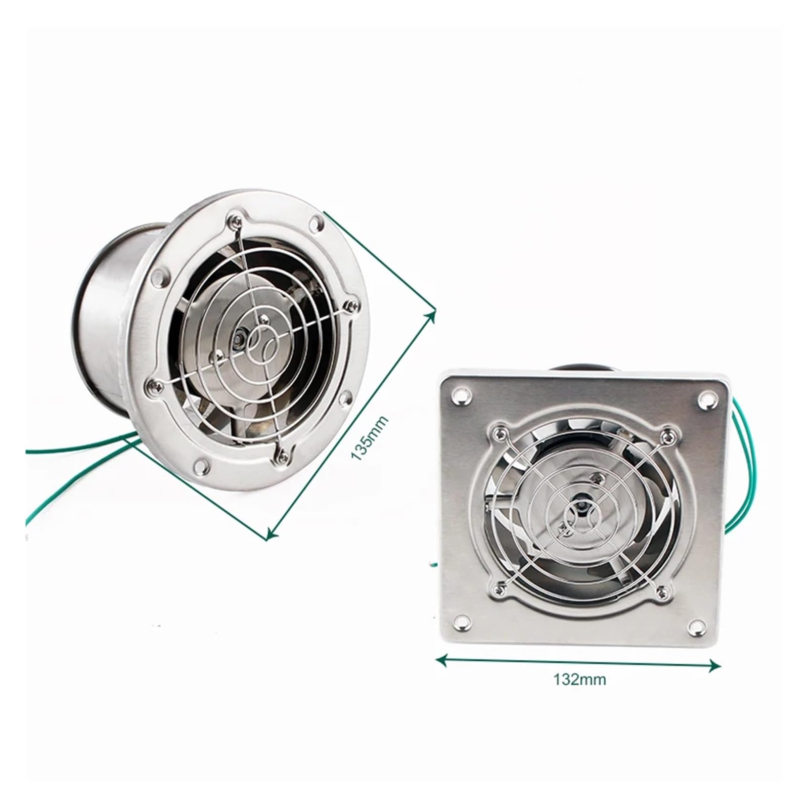 4 Inch Pijp Rvs Afzuigventilator Venster Duct Ventilatie Blower 4 ''Wc Keuken Ventilator Booster Extractor 100mm EfficiëNt En Stabiel(Color:Square shape
