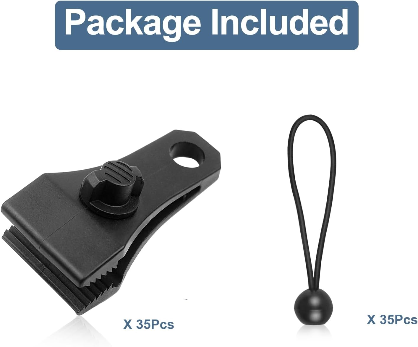 35Pcs Upgrade Tarp Clips Heavy Duty Lock Grip Tarp Clamps with 35Pcs Black Ball Bungee Cords for Pool Cover,Tarps Car Awnings