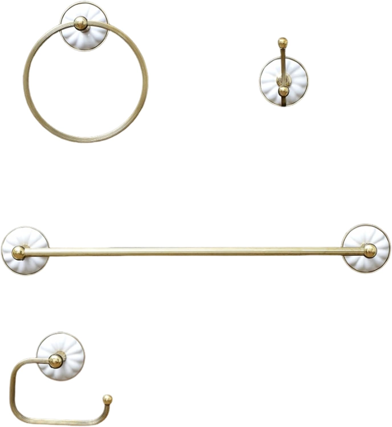 IndianShelf Premium Brass Bathroom Hardware Accessory Set Decorative Bathroom Hook, Gold Towel Ring, Toilet Paper Holder, Unique Towel Bar