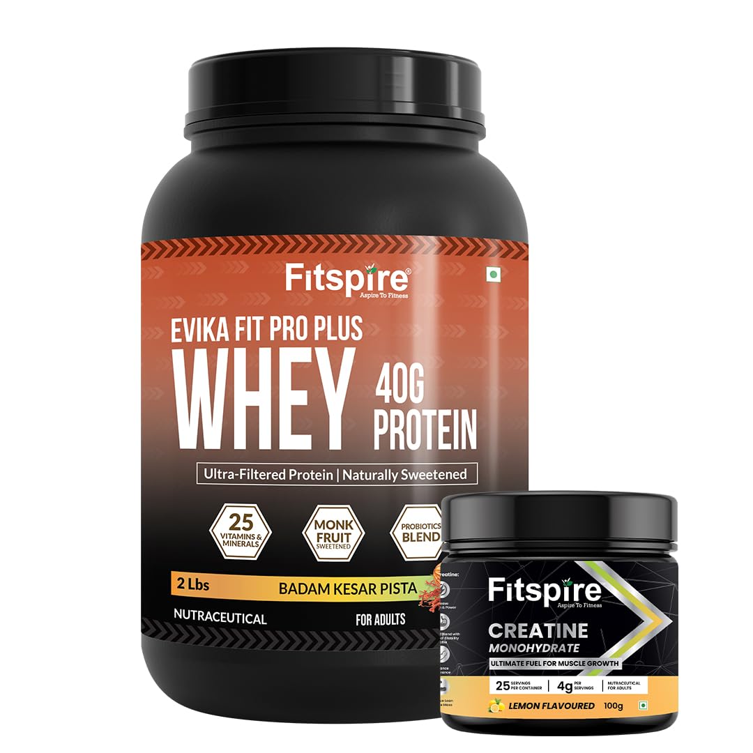 Fitspire Evika Fit Kesar Pista Whey Protein Powder 2 Lbs (36g Protein Per 100g) with Lemon Monohydrate Creatine | BCAAs & Probiotics | Vitamins/Minerals Enriched Formula-image-17