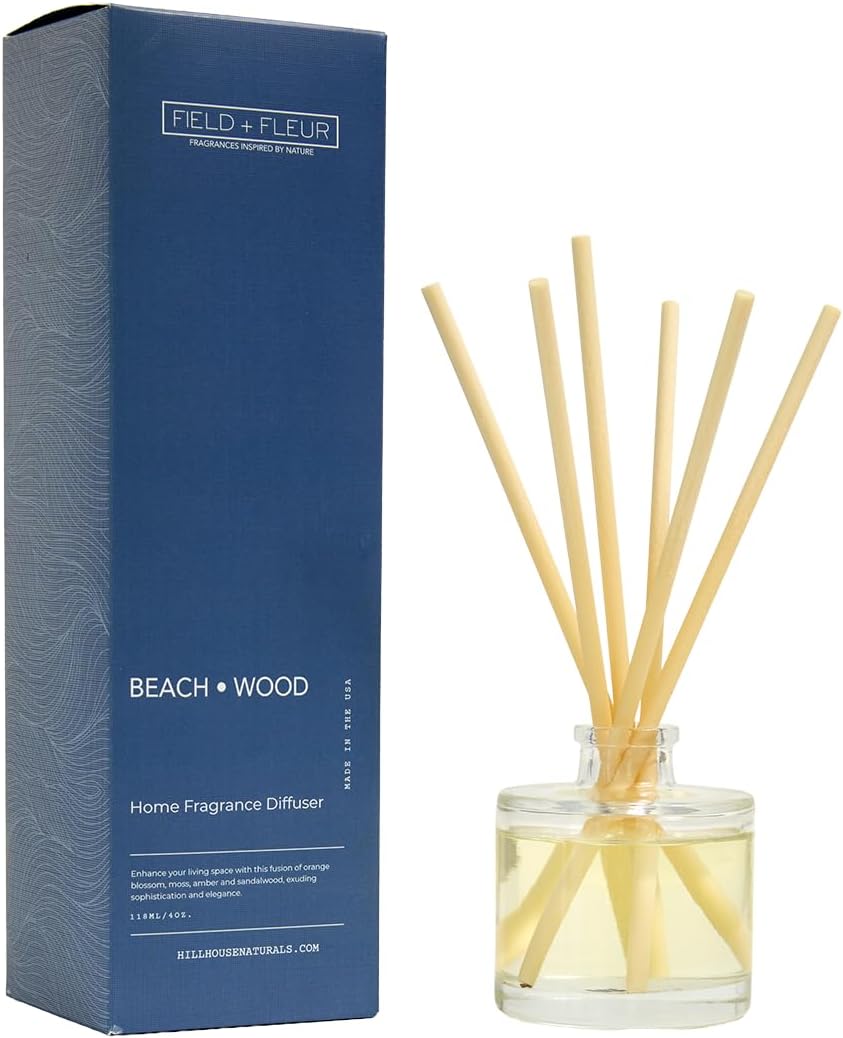 FIELD FLEUR Reed Diffuser Set - Coconut Rose Scent Diffuser - Reed Diffusers for Home with Long Lasting Fragrance – 4 oz Oil – Diffuse Time 3-4 Months – Made in The USA