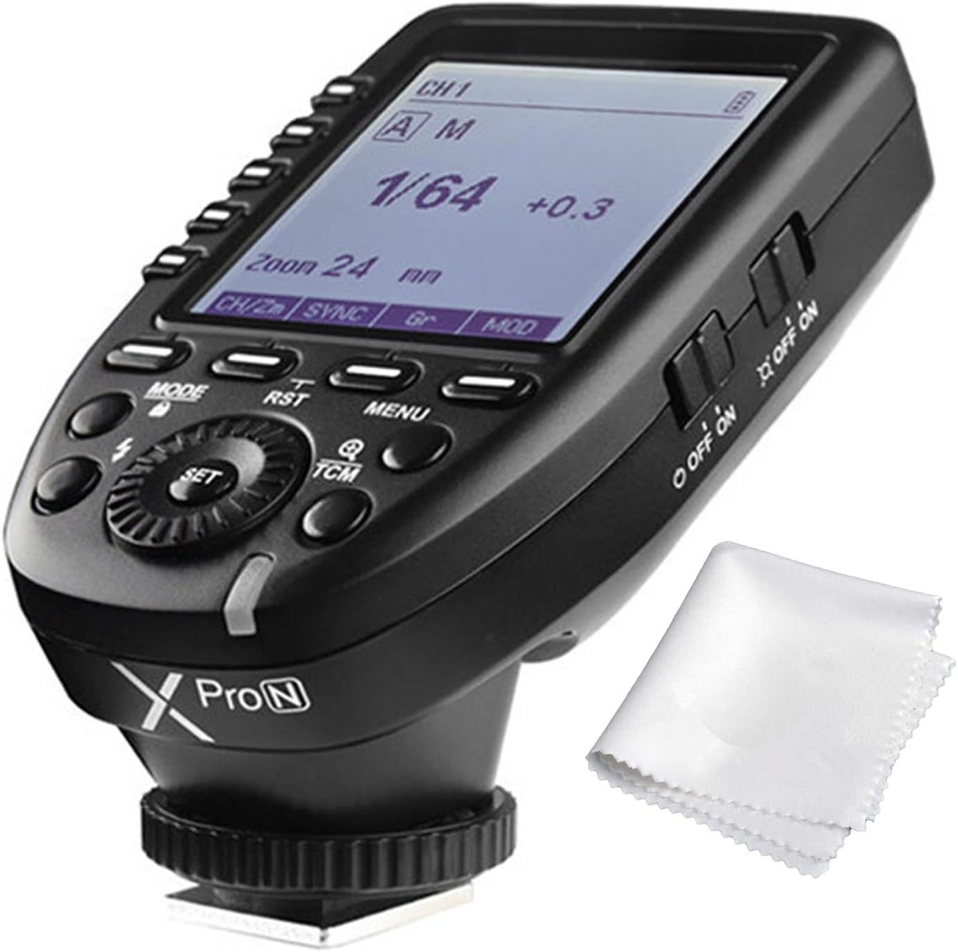 Xpro-N TTL Wireless Flash Trigger Transmitter for Nikon, 1/8000s HSS, TTL-Convert-Manual Function, Large Screen, 5 Dedicated Group Buttons, 11 Customizable Functions with PERGEAR Cleaning Kit