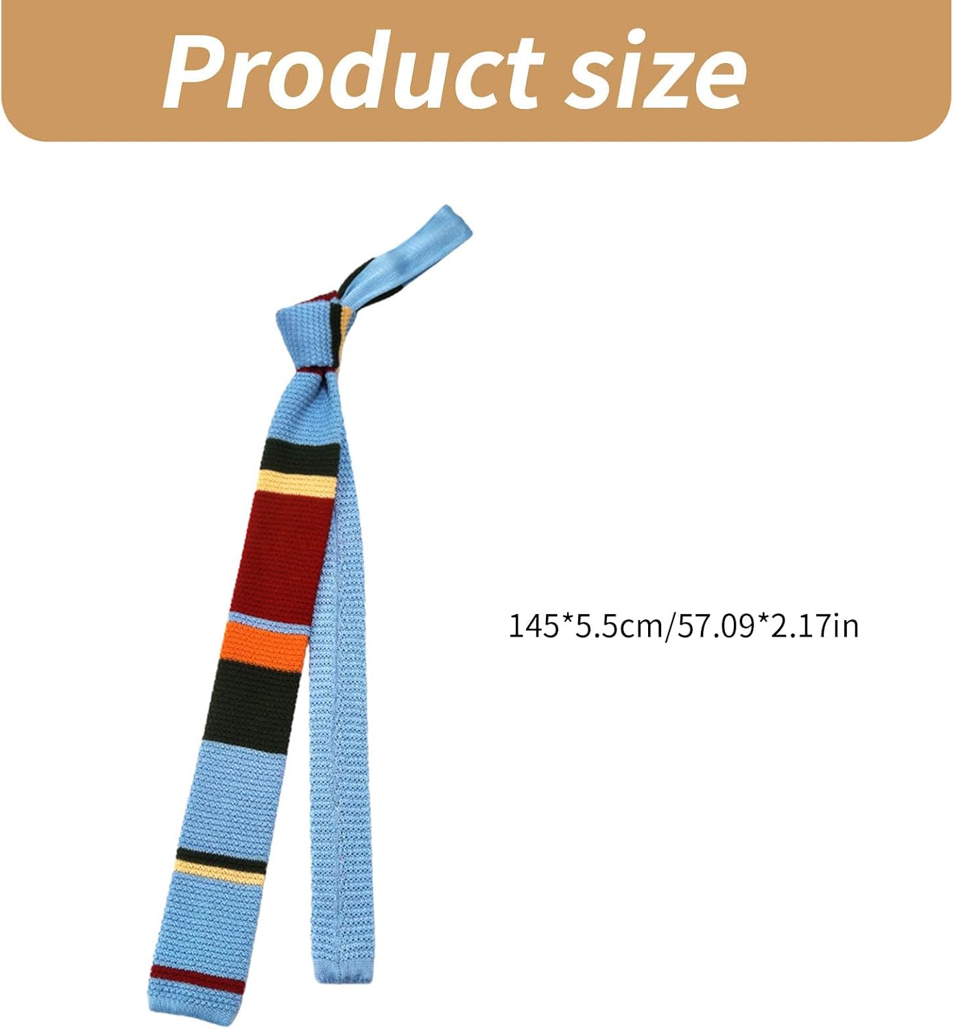 Knitted Tie Necktie Colorful Striped Pattern Sport Casual Tie Narrow Necktie for Business and Casual Wear