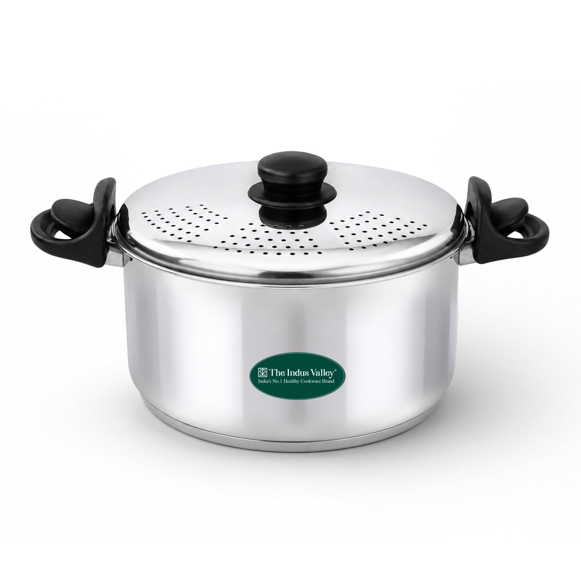 The Indus Valley 5 Liters Stainless Steel Rice & Strainer Pot | Suitable for Noodles, Pasta, Corn, SOYA, Vegetables & Rice | 3-Layer Thick Bottom | Induction & Gas Compatible Cookware-image-6