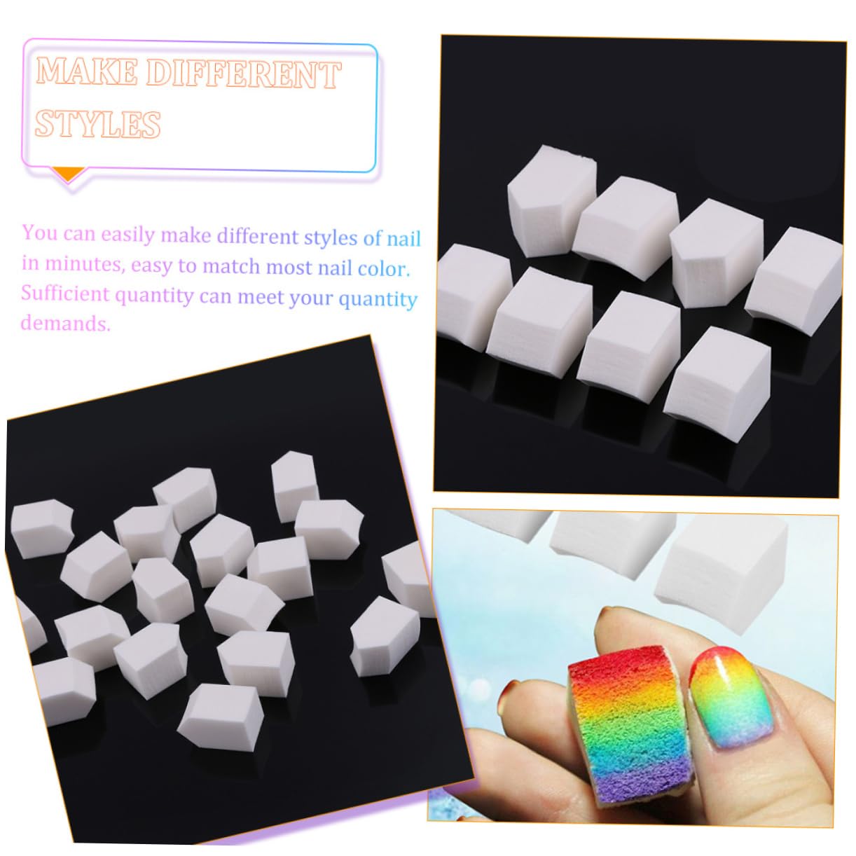 Healeved 120stücke Teiliges Farbverlauf Nagel Kunst Schwämme Weiche Gradient Schwämme Für Nageldesign Und Make-up Für Kreative Maniküre Und Farbverlauf-techniken Hautfreundlich Und