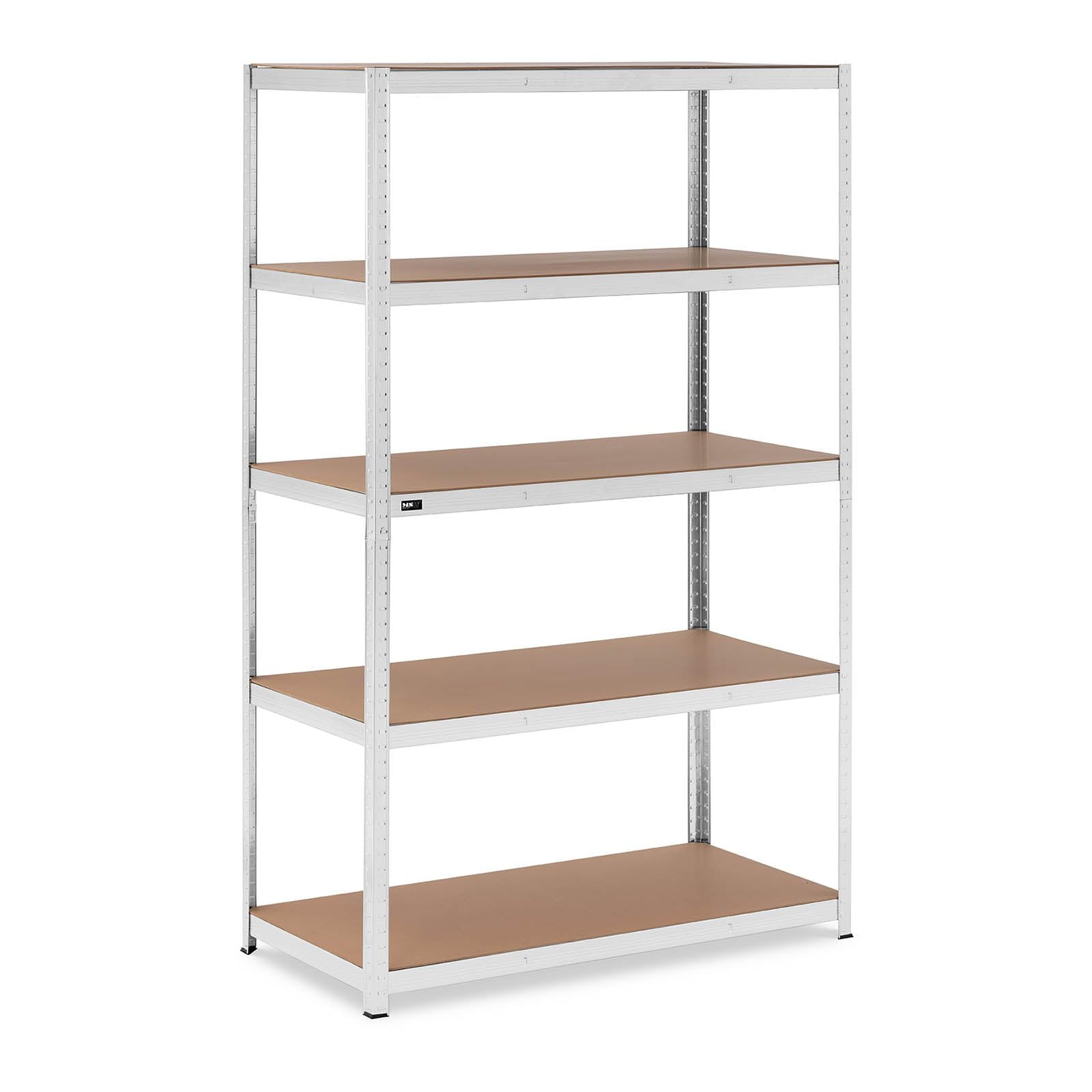 Helloshop26 Scaffale carico pesante 120 x 60 x 197 cm supporta 5 x 150 kg grigio robusto garage officina attrezzi 14_0005175