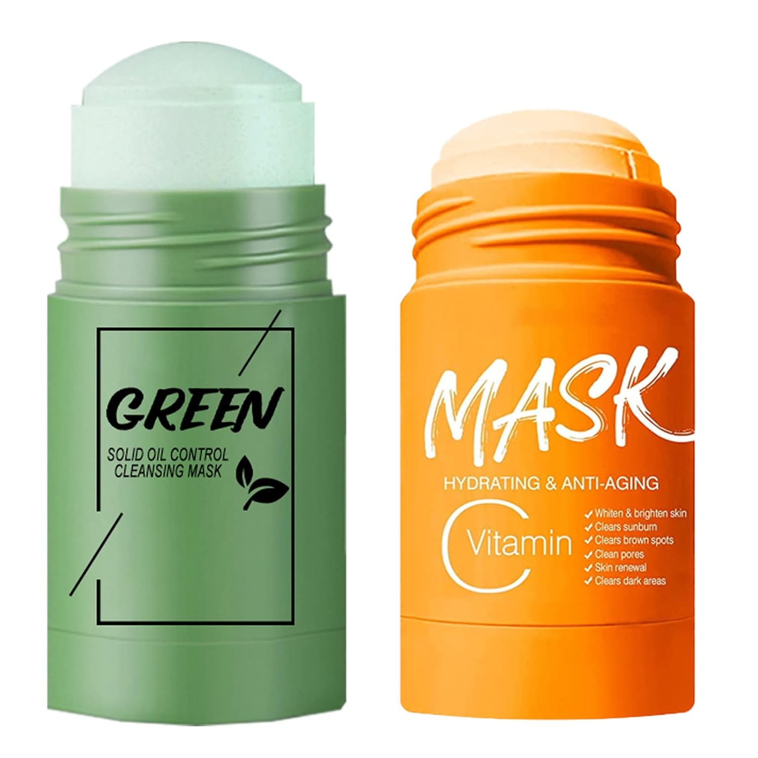 Amazon.com : 2 Pack Turmeric Clay Stick Mask + Green Tea Mask Stick for ...