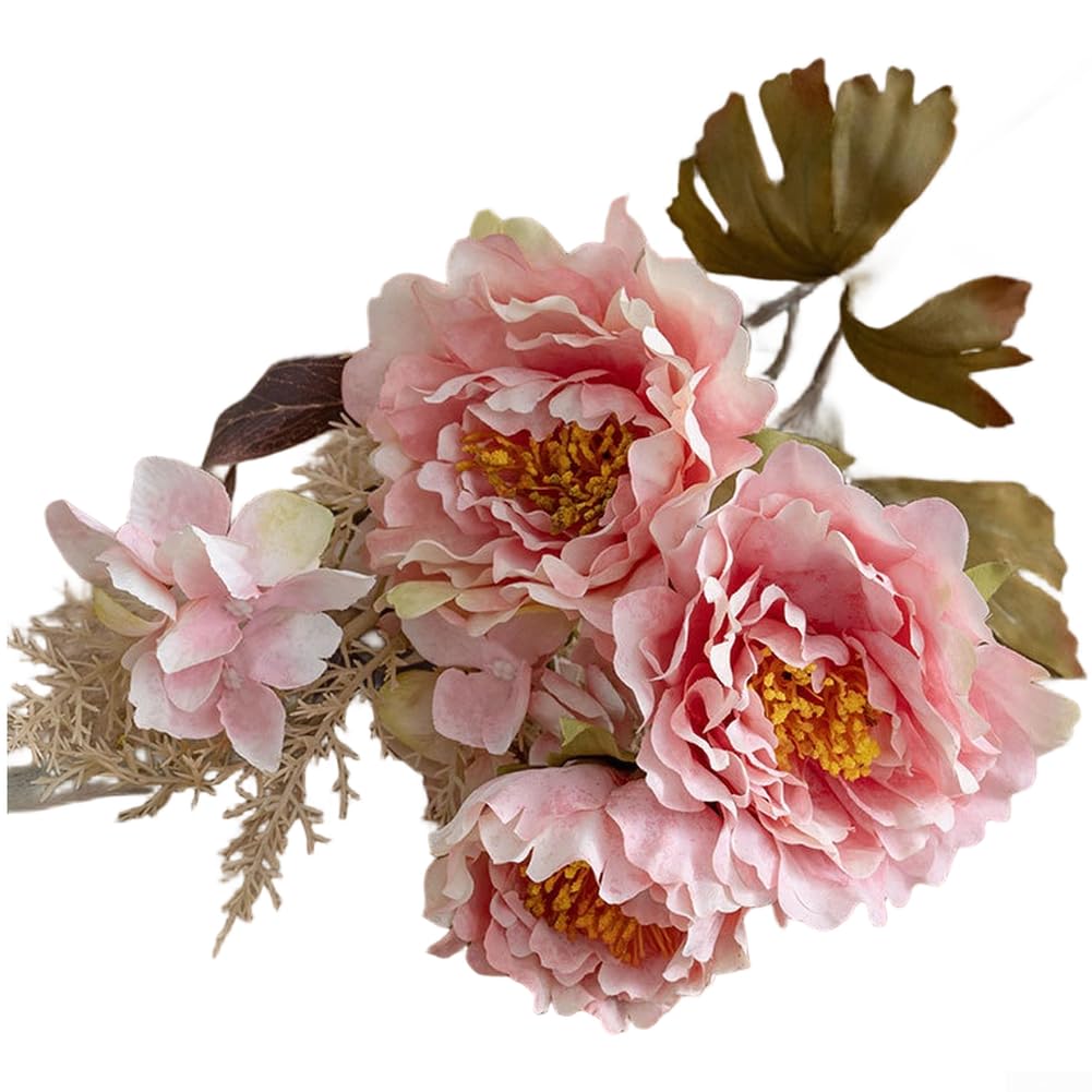 Bouquet de pivoines artificielles : fleurs en tissu rose sans entretien