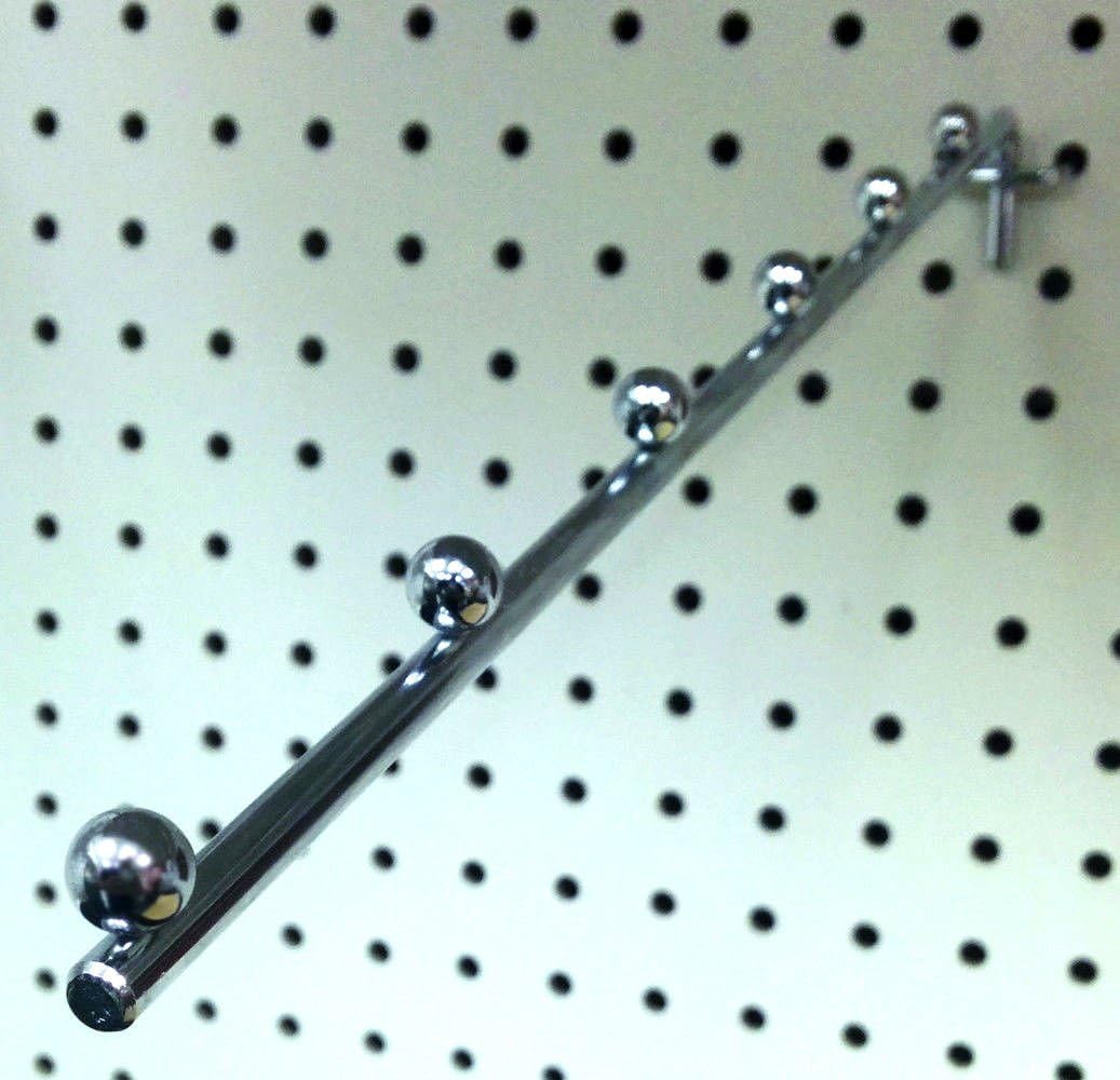 14" L Pegboard 6 Ball Waterfall Faceout Hook, Chrome - 5 Pack