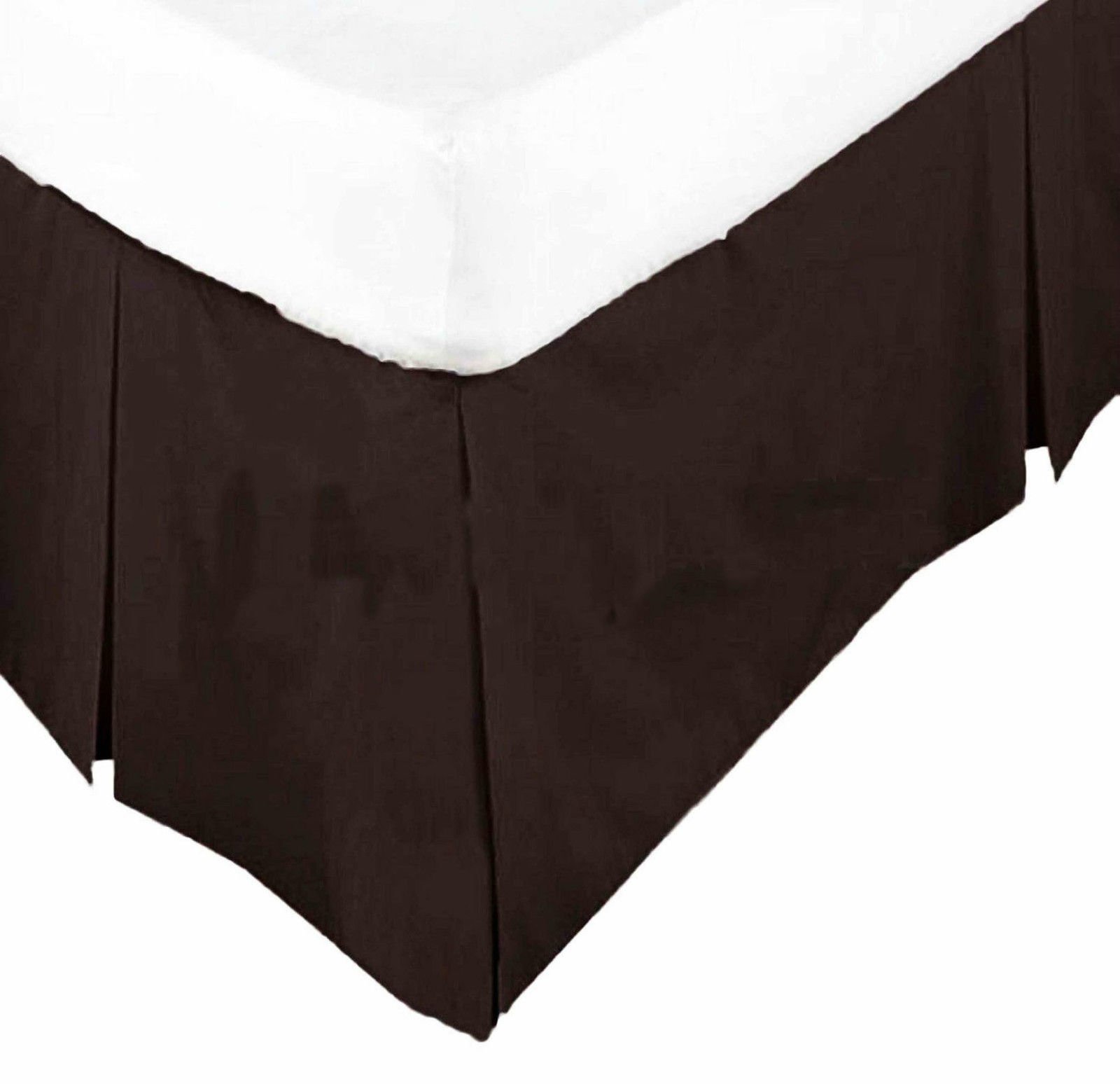 AR Easy Care Box Pleated Base Valence Sheets,Plain Dyed Poly cotton, Fit Over Base (SINGLE, CHOCOLATE)