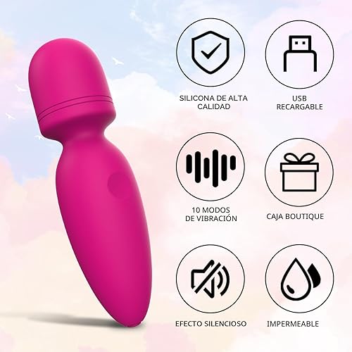 Miniatura 4 de Mini herramientas de masajeador, pequeño masajeador de mano inalámbrico impermeable con 10 modos de vibración, masajeador personal de mano para Rojo