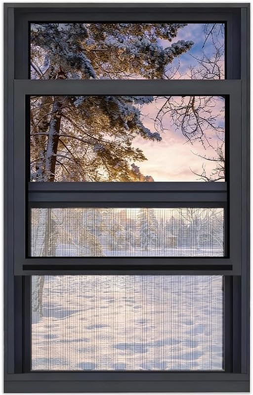 Bakufu Vertical Sliding Window 16x29in, Black for Houses, Bathroom, Basement, Outdoor Showers, Little Aluminum Vertical Replacement Window with Screen, Complete Kits
