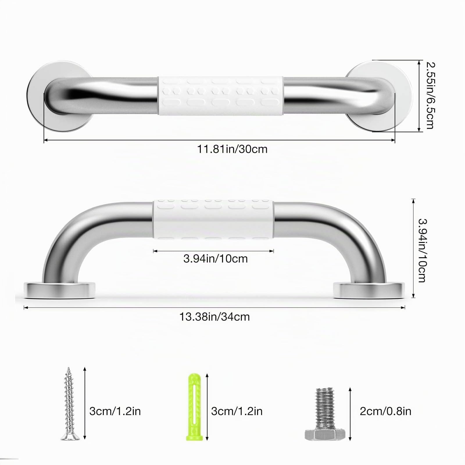 Oderra 30 cm Haltegriffe Für Senioren, Edelstahl Rutschfest Badewannengriff, Badezimmer Haltegriff Duschgriffe für Wandmontage WC, Griff Dusche Mit Leuchtkreisen