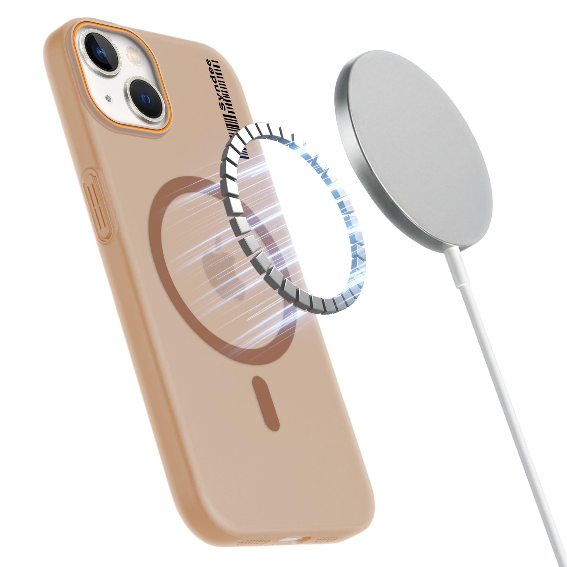 DL3 Mobilak Case Back Cover for iPhone 13 / iPhone 14, Sleek Frosted Translucent Back Only Compatible with Wireless Magnetic Accessories | Anti-Scratch Shockproof Phone Case (Brown)