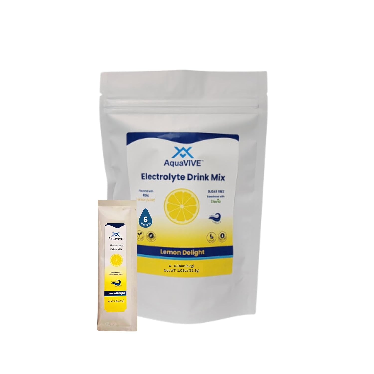 Sugar Free Electrolytes Powder - Lemon Delight, Stevia Sweetened, Powered by Sea Minerals, Real Lemon Juice - Low Sodium Electrolyte Powder Packets (30)