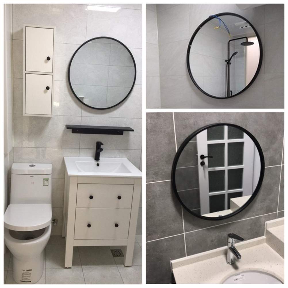 Cuarto de baño montado en la Pared Espejo Redondo- Enmarcado metalico Espejo de vanidad Grande Espejo de Aumento Espejo de Maquillaje de Ducha- Dormitorio Dormitorio Pasillo de la habitación