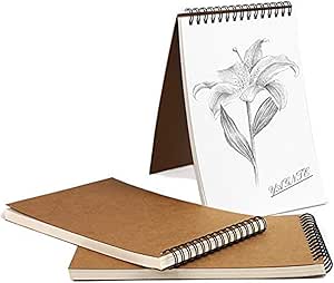 Quaderni Schizzi A4 Daolin - 3 Pezzi, 80 Pagine Bianche, Copertina Kraft, Per Disegno E Appunti
