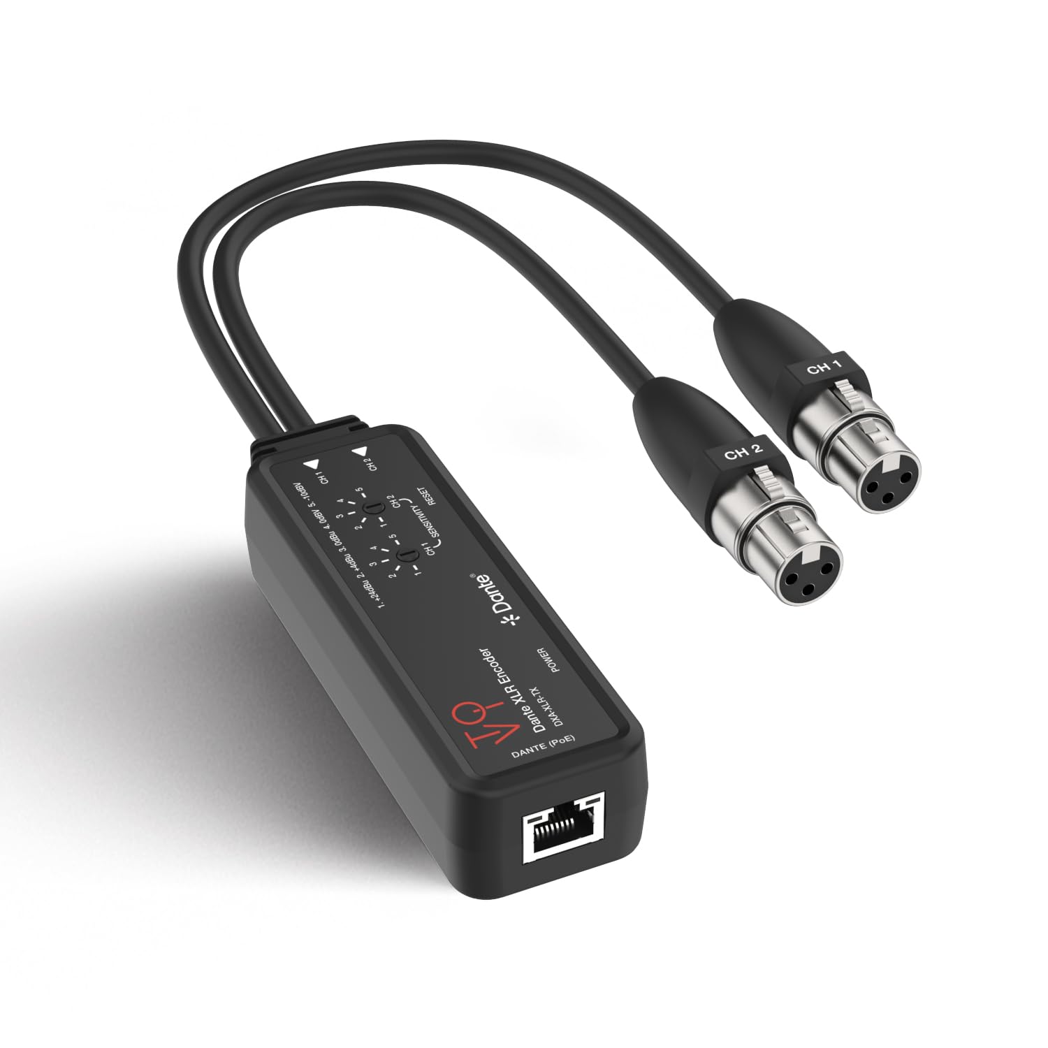 ToVi Dante XLR Audio Encoder – 2CH XLR to Dante Converter, 96kHz/24bit, AES67, PoE & USB-C Powered (DXA-XLR-TX)