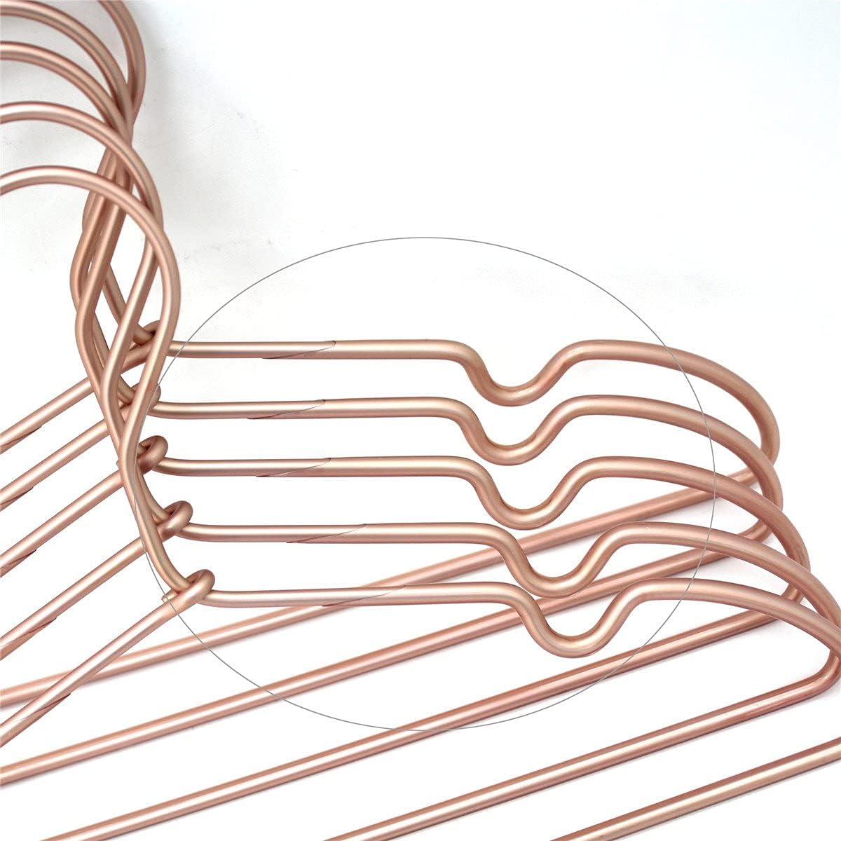 New Born Clothes Hangers Non Slip 12.5“ Rose Gold Copper Wire Children Coat Suit Metal Hanger, 30 Pack Baby Closet Dividers for Nursery Pants Display Organizer for Infant Clothing