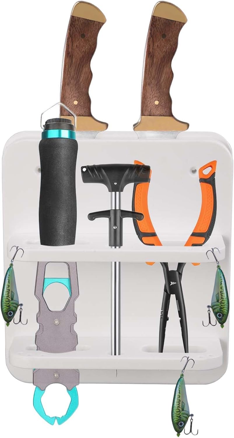 Boat Knife and Plier Holder, Polymer Marine Storage Organizer, Boat Tool Holder Fit for Fishing Tools, Lures and Baits (Close knife rest)