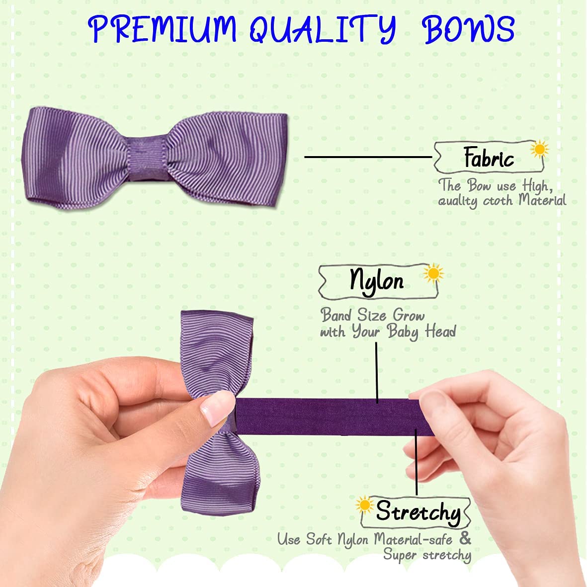 STYLEDOSE 10pc Grosgrain Ribbon Lace Head Band For Girls, Hairbands, Ribbon Boutique, Elastic Bow Bowknot for Kids Girls Infant Toddler (Bow Desgin-2) 3