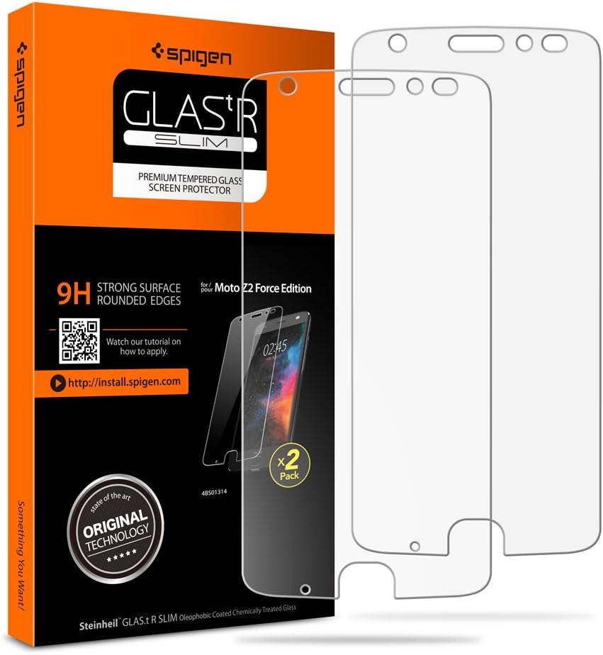 Spigen Tempered Glass Moto Z2 Force Screen Protector [ Case Friendly ] [ 9H Hardness ] for Moto Z2 Force Edition (2017) (2 Pack)