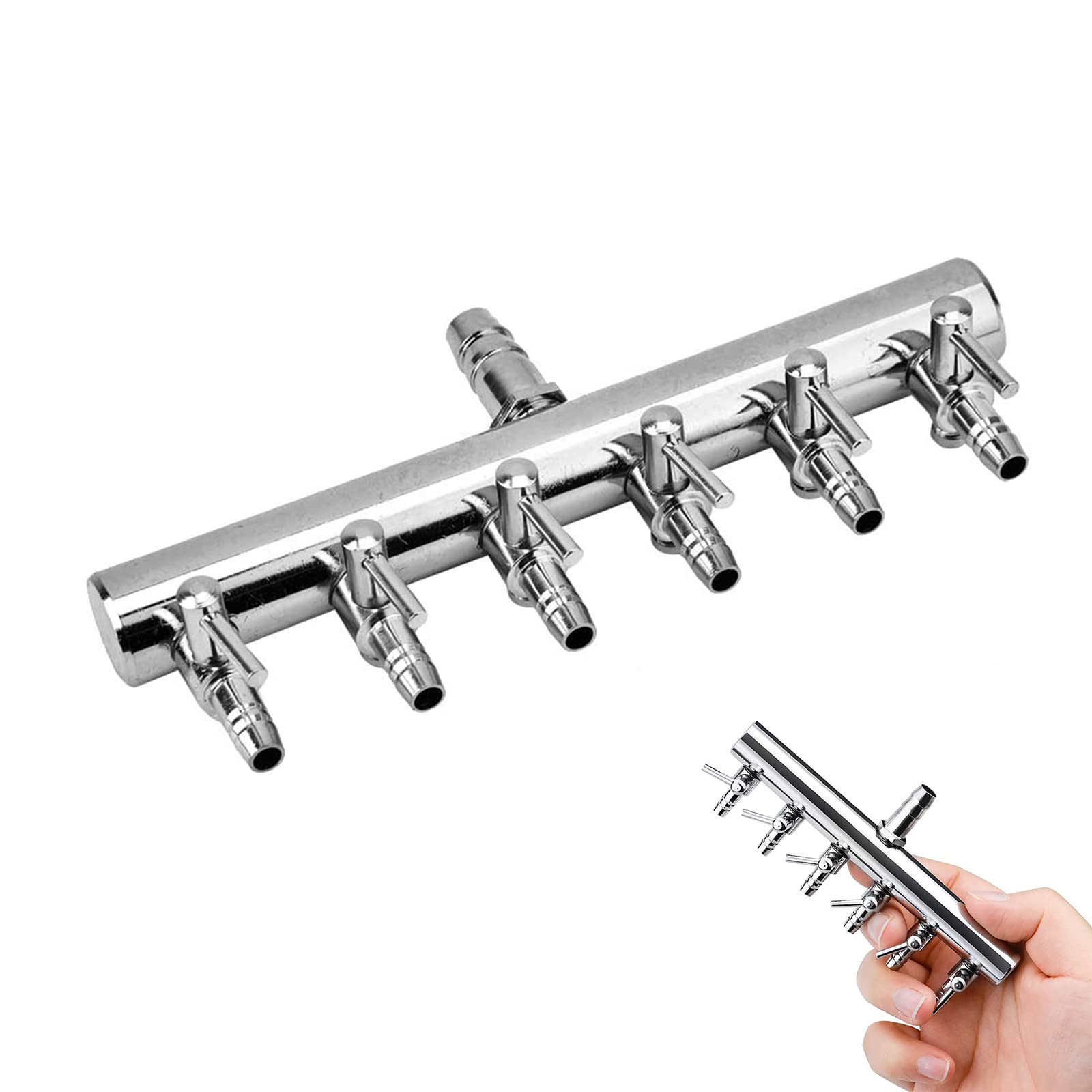 Hzyclzh Divisor de Flujo de Aire de Acero Inoxidable, Distribuidor Oxígeno Acuario, Válvula de Control Oxígeno, Divisor del Flujo de Aire del Acuario, para en Acuarios, Fish Box, Acuicultura