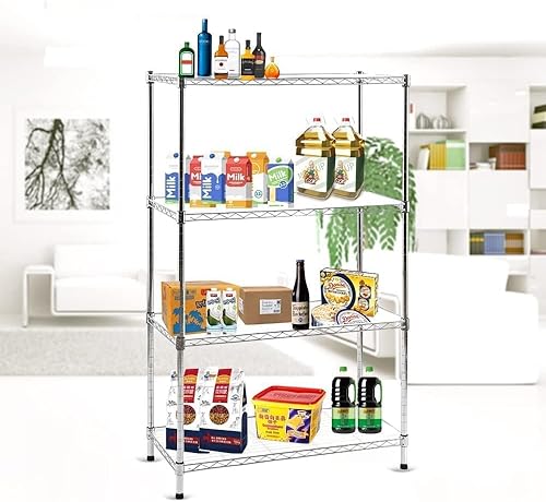 Miniatura 2 de Catalina Creations Estantería de 4 niveles y almacenamiento, estantería de alambre ajustable con revestimientos de 4 estantes, estante de