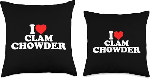 Miniatura 3 de I Love Clam Chowder Throw Pillow, 18x18, Multicolor