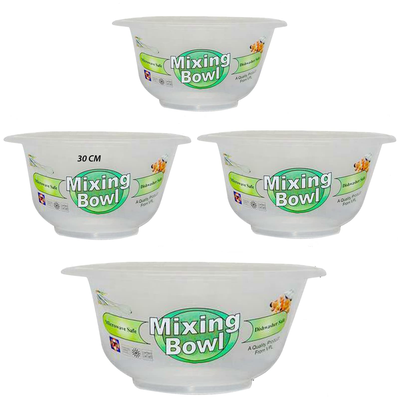 Plastic Mixing Bowls - Rounded Kitchen Serving Nesting Bowls - Easy Mixing Stirring Bowls for Baking - Freezer Safe - Compact and Stackable (Set of 4)