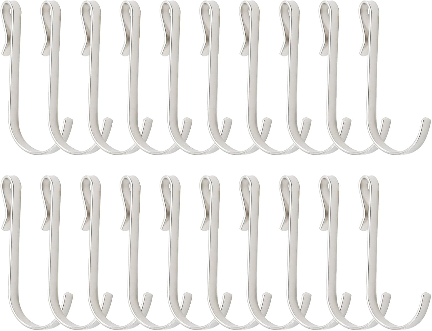 Vkinman 20 Pcs J Shaped Hook, SnapOn Hooks, Stainless Steel Clipon Hook, Hanging