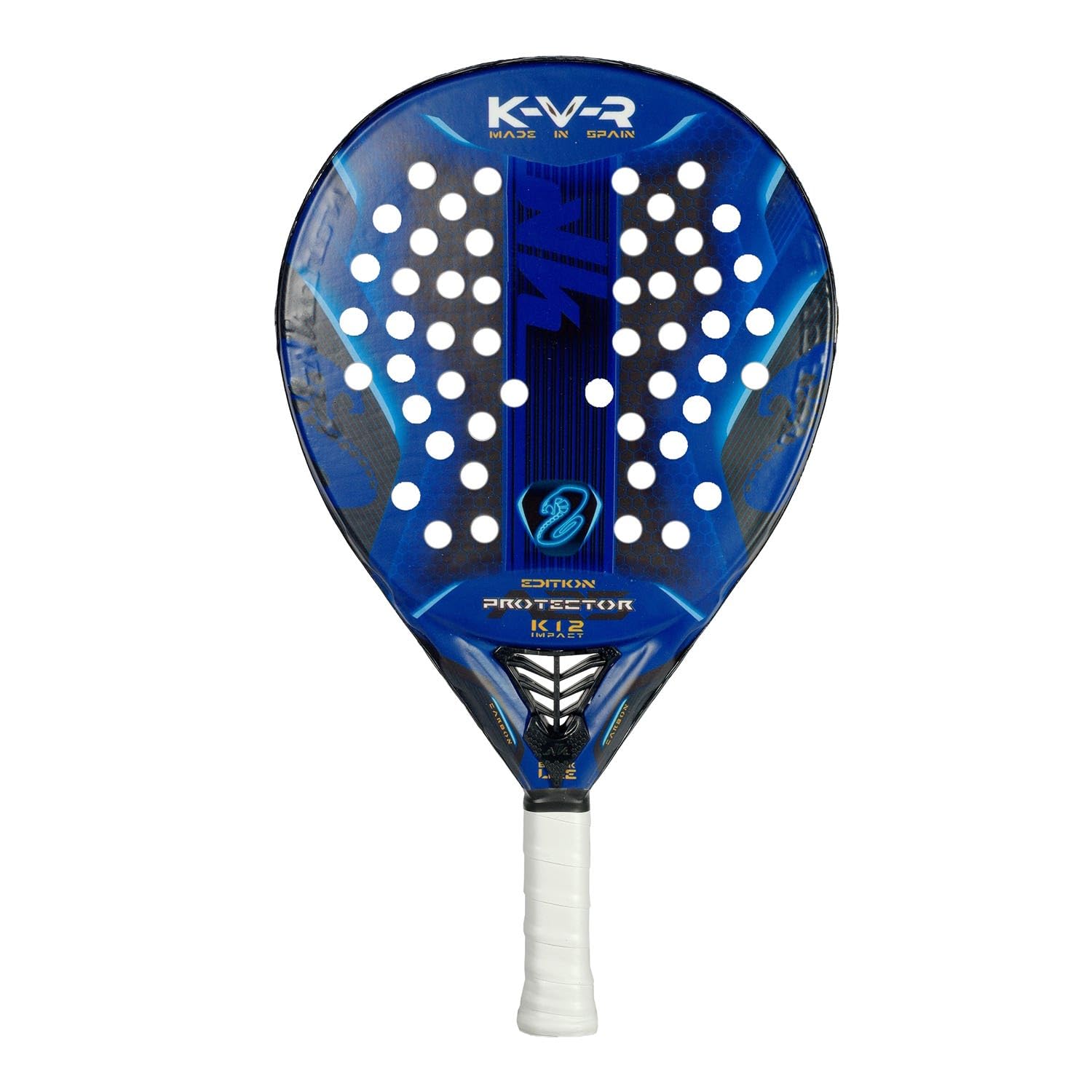 Akkeron Kovra - Racchetta da padel - Modello protettivo 25 - Carbonio 100% - Power Blast EVA - Forma Rotonda - Vernice Luminosità - Corda Sicurezza Regolabile - Controllo/Potenza - 355/370g