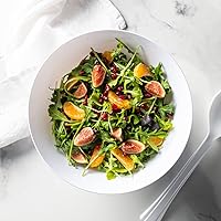 Vista 6 de Posh Setting Cuencos de plástico blanco para servir, desechables, reutilizables, grandes, de plástico, para aperitivos, ensaladas, cuencos redondos