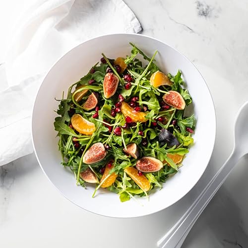 Miniatura 6 de Posh Setting Cuencos de plástico blanco para servir, desechables, reutilizables, grandes, de plástico, para aperitivos, ensaladas, cuencos redondos