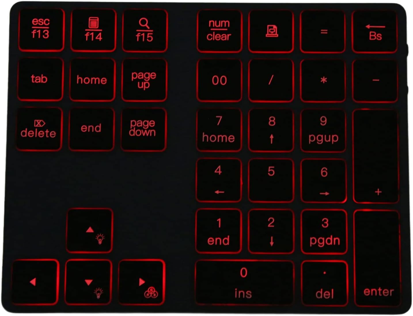 Yoidesu Bluetooth Numeric Keypad, WirelessNumber Pad with 7 Color Backlit, Ultra Thin Aluminum Alloy 34 Key Numeric Keypad for Laptops, PC Computers, Tablets