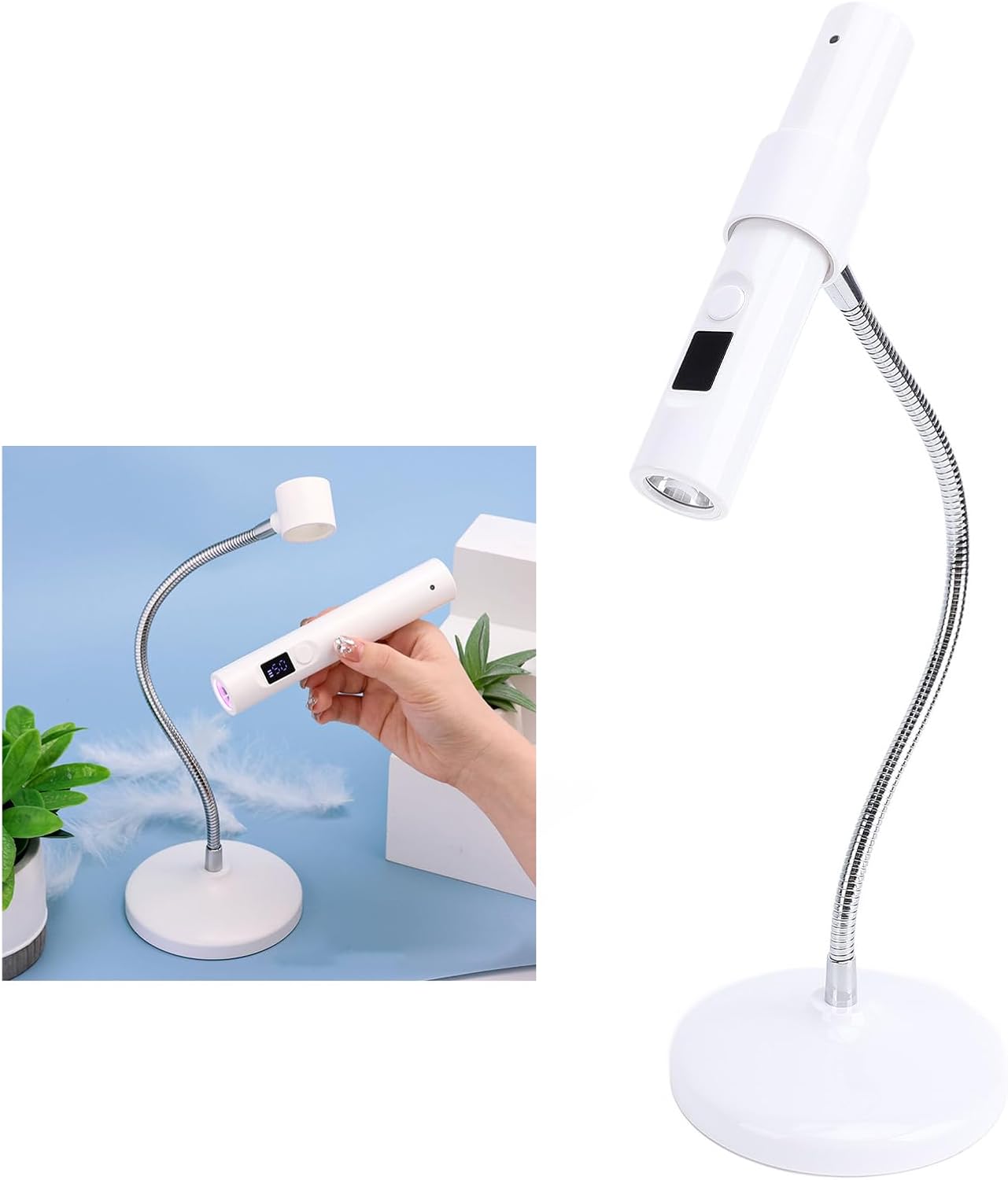 Jeffergarden ミニネイルポリッシュランプ 360度調節可能ネック タッチコントロール式 充電式 LED硬化ライト for