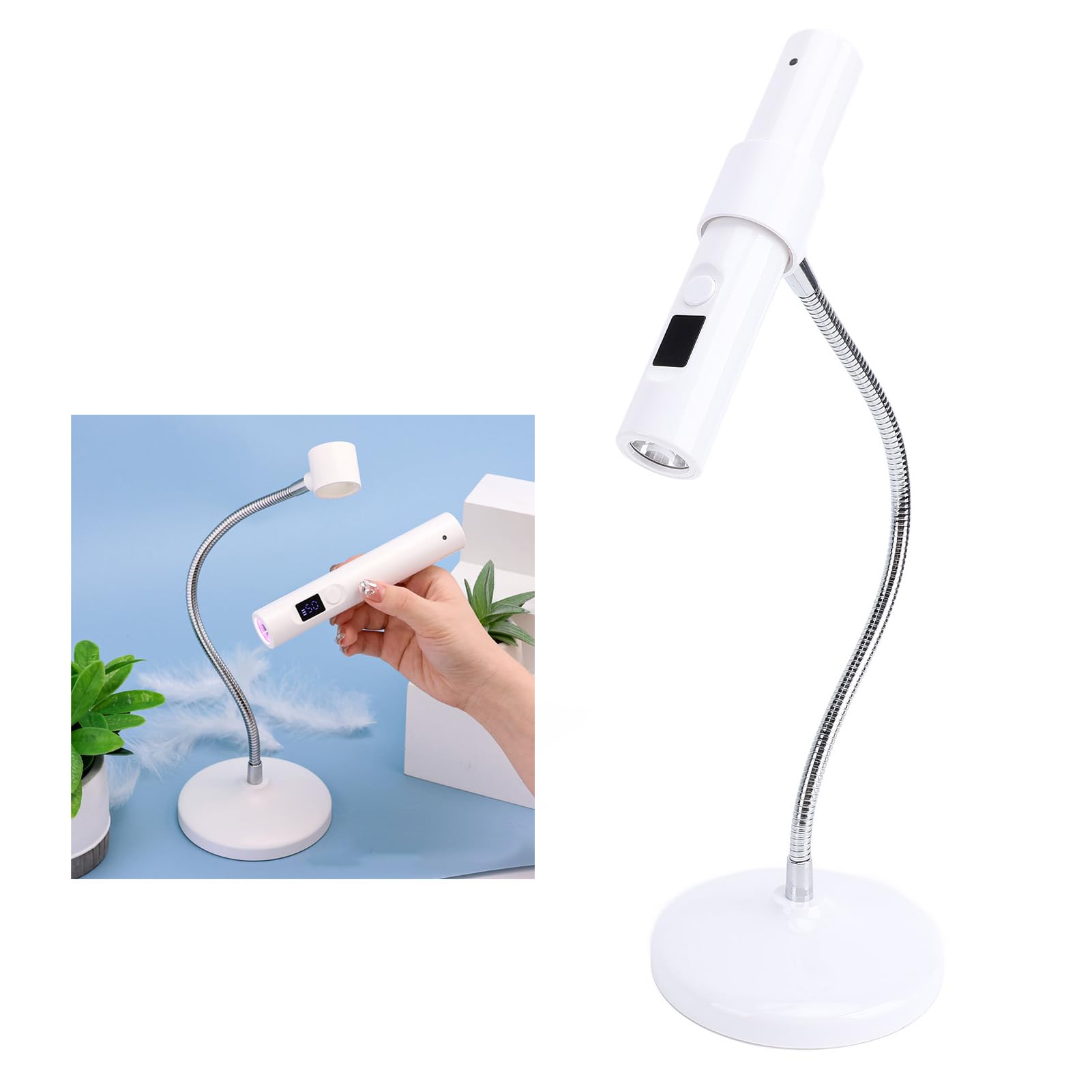 Lámpara LED UV GelnäGel, 9W Gel Inalámbrico Gel USB Lámpara de Clavos Giratorio con Control Táctil para Esmalte de Uñas, 30/60 para Curar Pegamento para Uñas, 2 H de Batería de