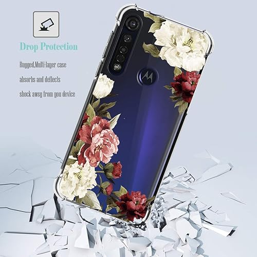 Miniatura 7 de Funda compatible con Moto G8 Plus, delgada, a prueba de golpes, con patrón floral transparente, suave, flexible, de TPU, para Motorola Moto G8 Plus
