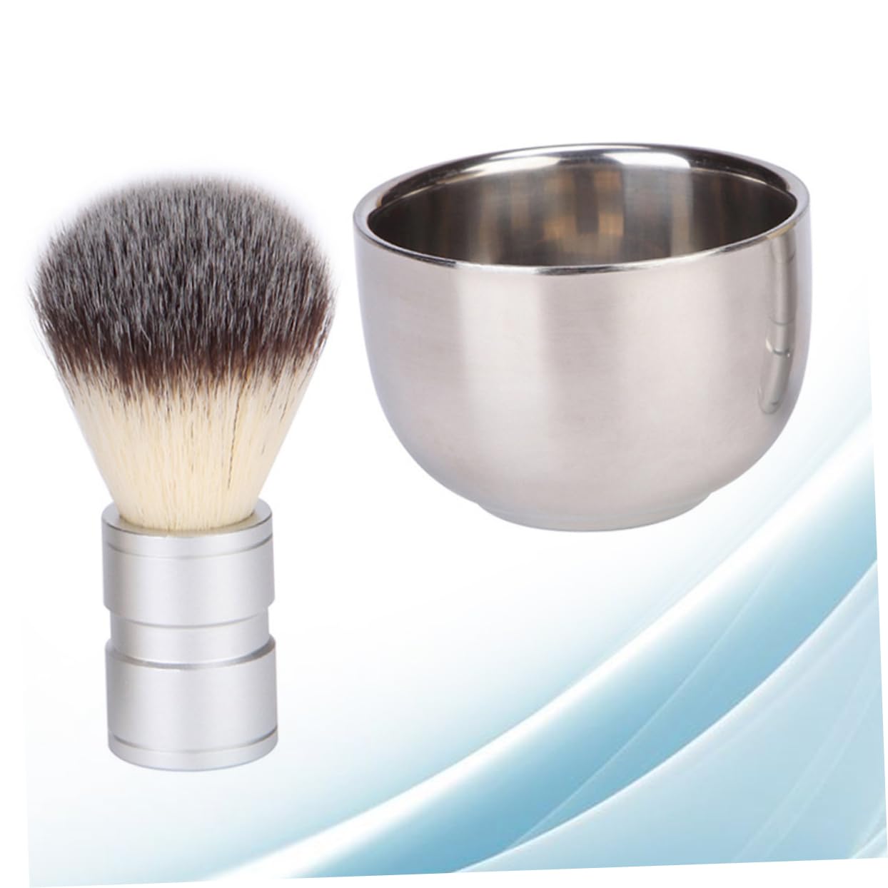 Mikinona Stainless Steel Beard Brush Cleaning Kit 2PCS Men's Facial Cleaning Set Metal Mixing Bowl for Beard Care