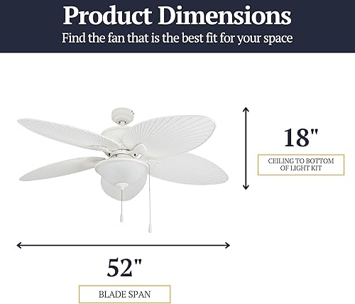 Miniatura 9 de Prominence Home 80018-01 Solona - Hoja de ventilador de techo 52 pulgadas color blanco