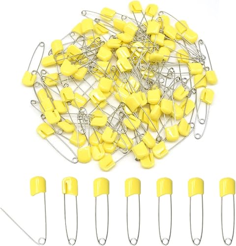Miniatura 7 de 50 unidades de pasadores de seguridad de 2.126 in2.2 pulgadas para pañales, cabeza de plástico para pañales, tela de acero inoxidable con cierres de