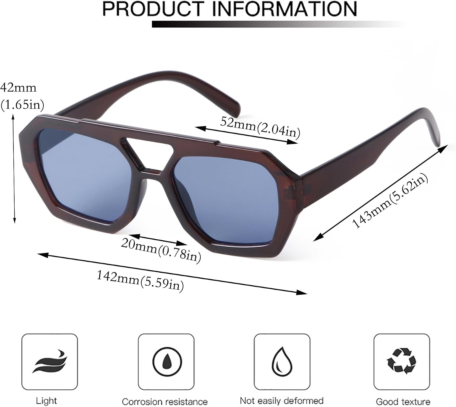Trendy Aviator Sunglasses for Women Men Retro 70s Square Sunnies image 5
