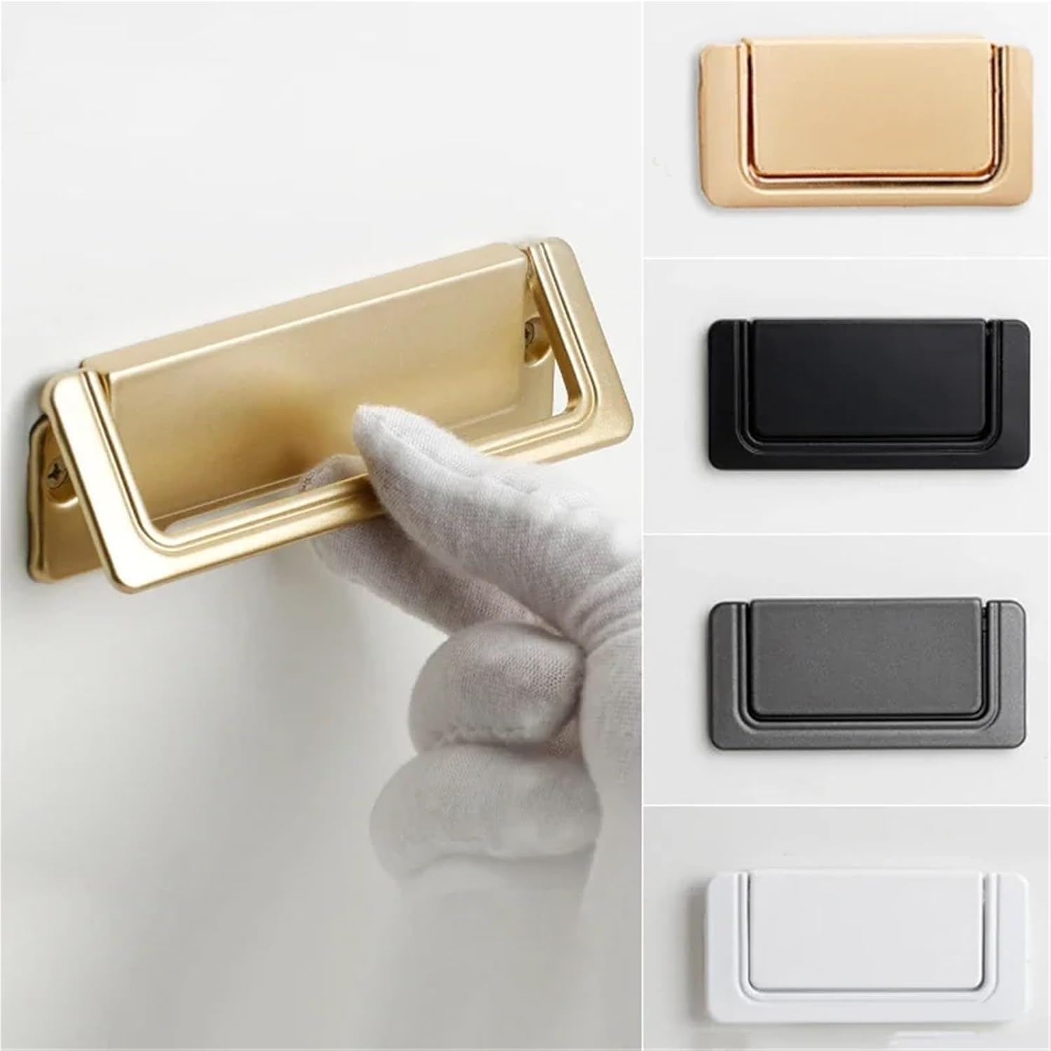 Flat Concealed Buckle Drawer Cabinet Handle Invisible Gusset Furniture Hardware Aluminum Alloy 1Pcs(A)