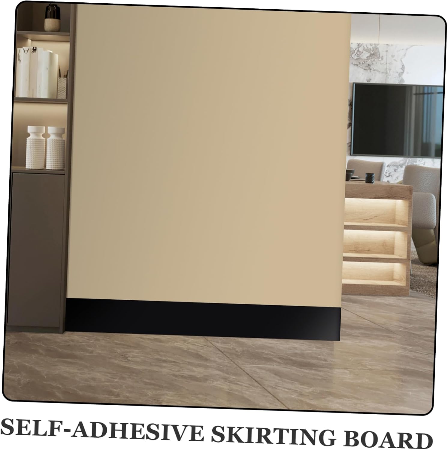 SHINEOFI PVC Skirting Board Trim 2M Self-Adhesive Flexible Wall Base Molding Waterproof Rubber Floor Trim for Bedroom and Living Room