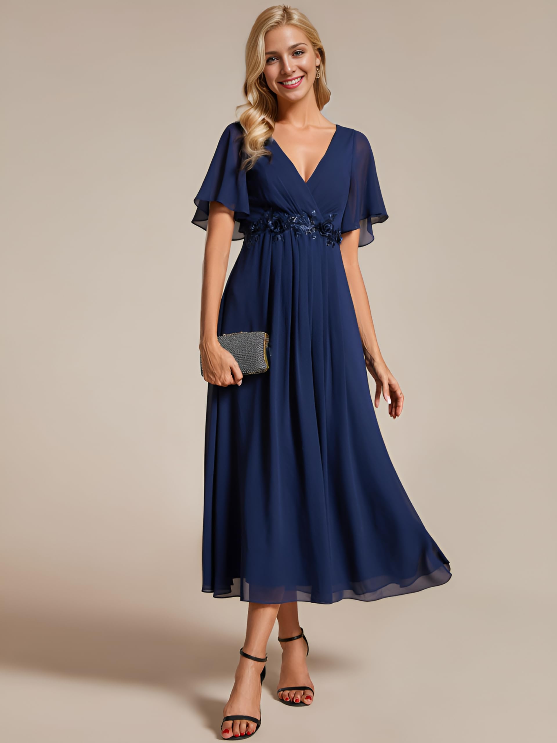 Ever-Pretty Abendkleider Damen Elegant für Hochzeit Knöchellang Hochzeitsgäste Kleid Cocktailkleid Festliche Kleider EG02093