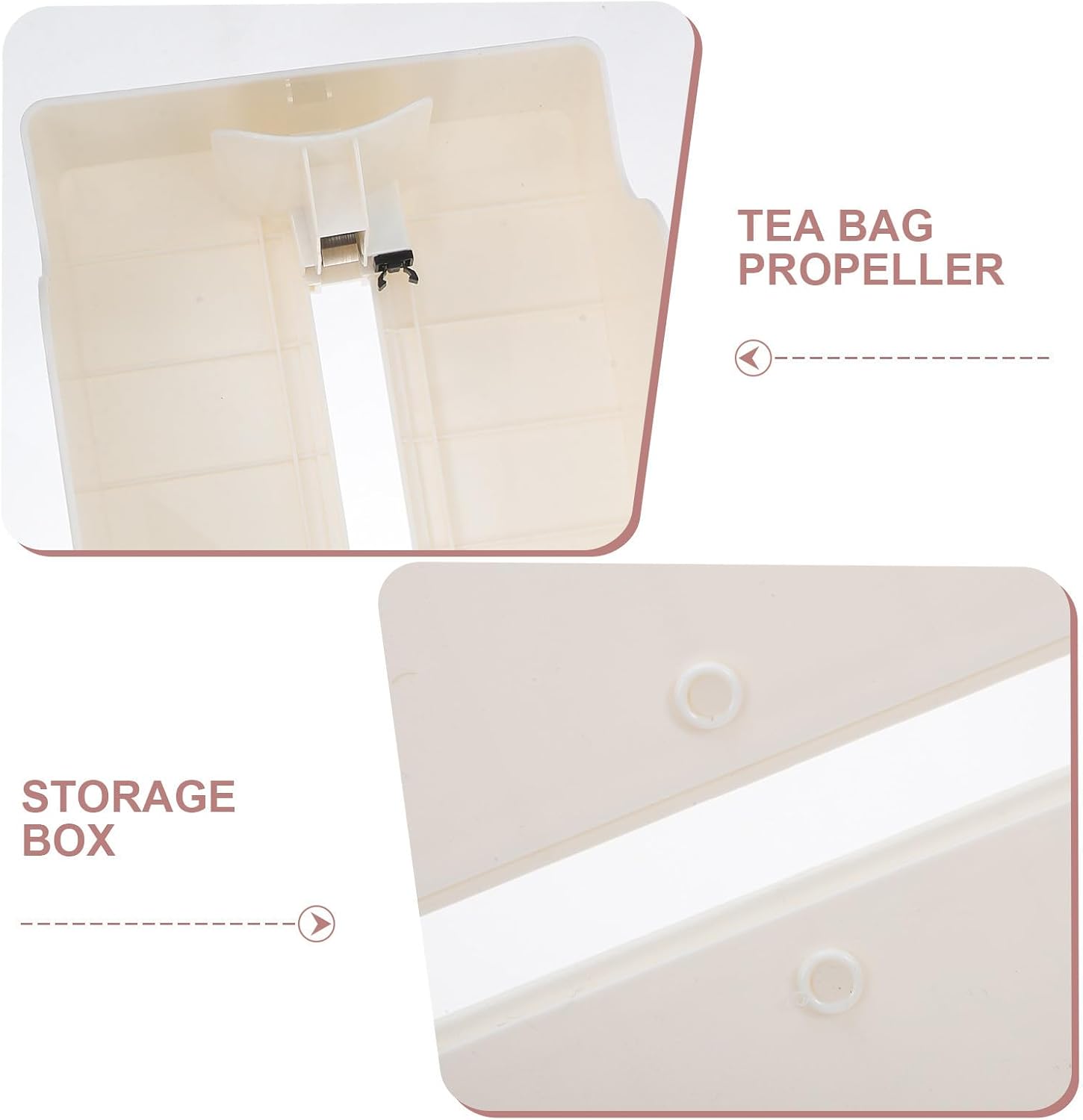 Tea Bag Storage Container with Push Mechanism, Abs Plastic Teabag Holder Organizer Box, Compact Structure with Integrated Pusher for One-handed Access, for Office Desktops