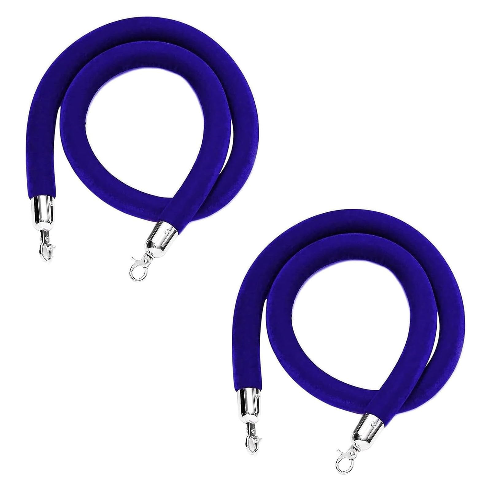 Ghkryd Blue Barrier Rope, Crowd Control Barriers For Stanchion Posts Queue Pole,Rope Safety Barrier With Silver Hooks(,2.5M)